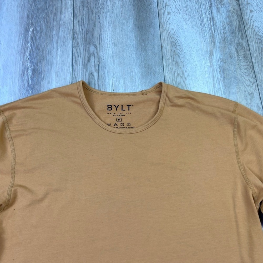 BYLT Drop Cut Shirt Mens Medium Brown L/S Long Sleeve Gym Performance Men - Picture 2 of 9